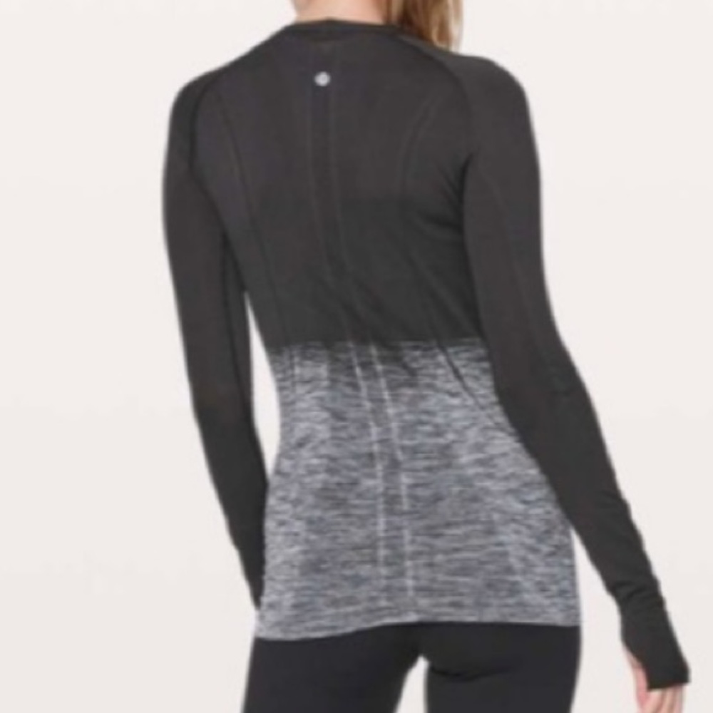 Swiftly Tech Long-Sleeve Shirt 2.0 *Hip Length, Crew black & white Ombré, EUC. - Picture 6 of 13